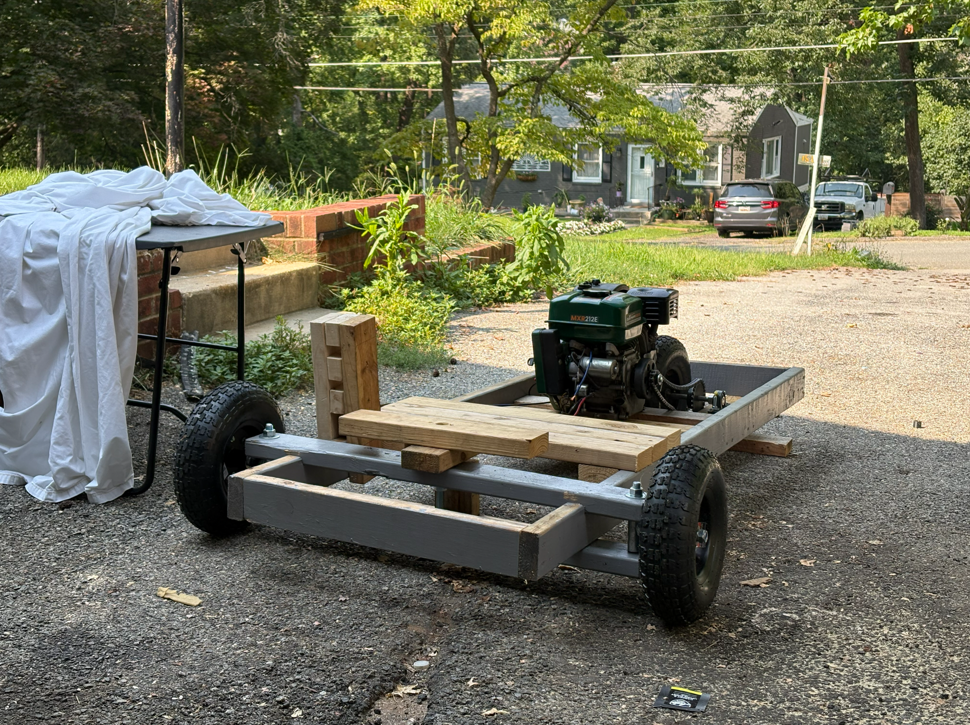 Fully assembled wooden go-kart